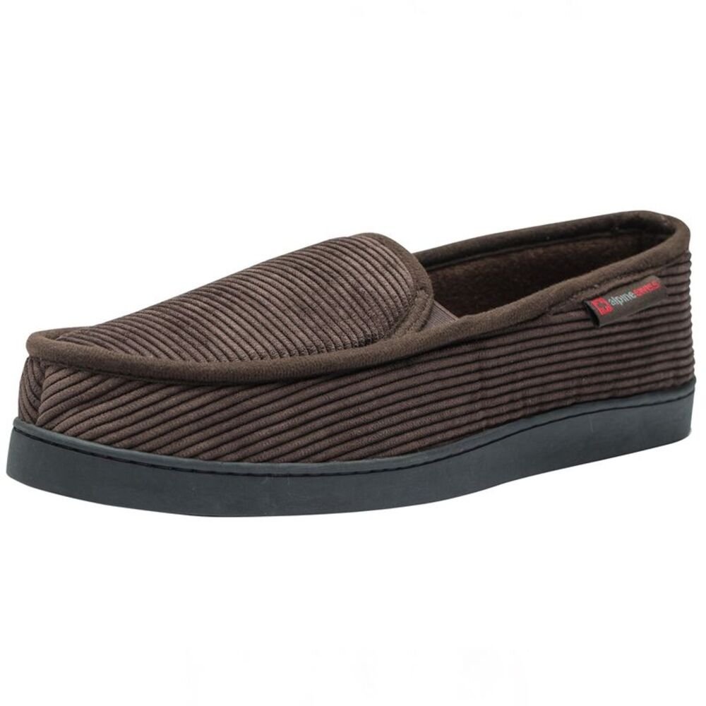 Alpine Swiss Mens Wide Moccasin Slippers Memory Foam Slip On Indoor House Shoes